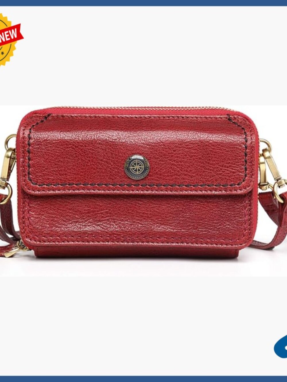Genuine Leather Convertible Wallet with Phone Pocket and Zipper Closure